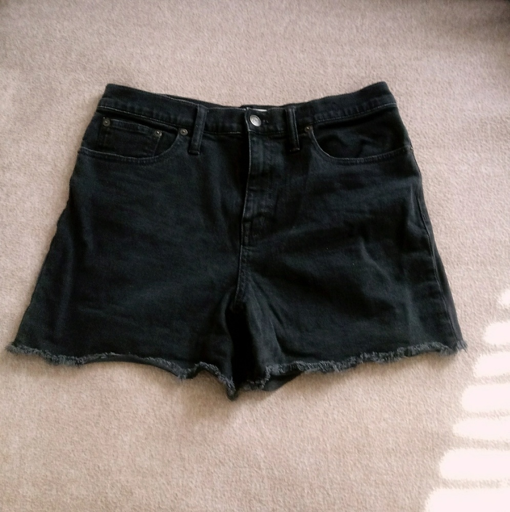 Madewell high-rise black denim shorts
